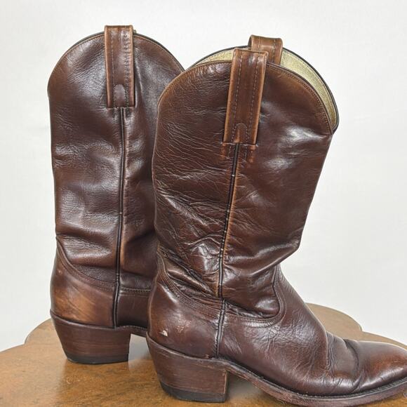 Frye Vintage Brown Leather Western Cowboy Boots Made in USA Men\'s 8.5D Heritage main image 5